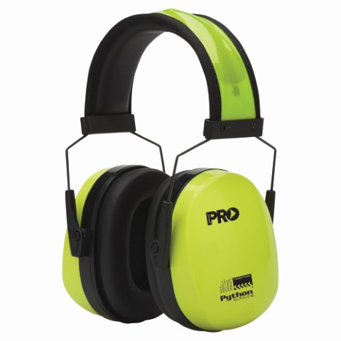 PRO SAFETY PYTHON EARMUFFS - SLIMLINE HI VIS YELLOW CLASS 5 -31DB